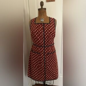 Maeve Anthropologie Retro Brown Floral Dress Sz 10